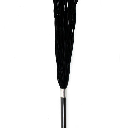 Suede flogger met glazen handvat en kristal - zwart - Erotiekvoordeel.nl