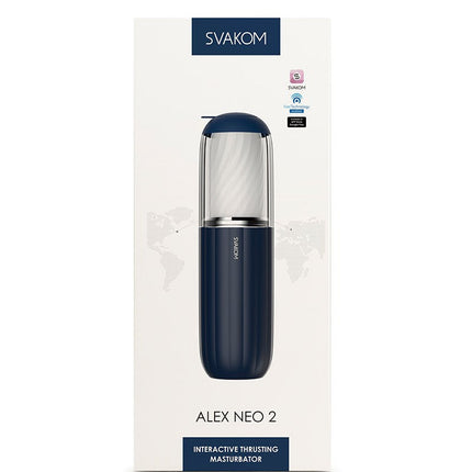 Svakom- Alex Neo 2 - Interactieve Stotende Masturbator met App Control - Donkerblauw-Erotiekvoordeel.nl