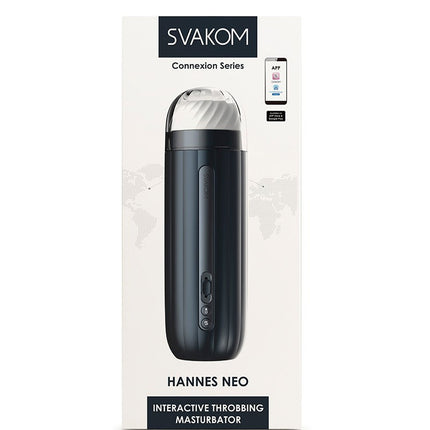 Svakom - Hannes Neo - Interactieve Throbbing Verwarmende Masturbator met App Control - Donkerblauw-Erotiekvoordeel.nl