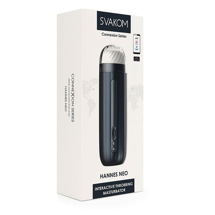 Svakom - Hannes Neo - Interactieve Throbbing Verwarmende Masturbator met App Control - Donkerblauw-Erotiekvoordeel.nl