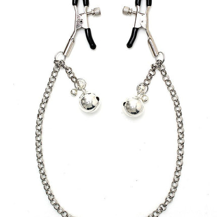 Tepelklemmen met belletjes en ketting - zilver - Erotiekvoordeel.nl