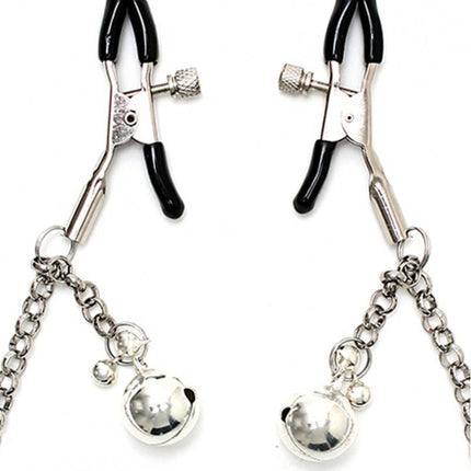 Tepelklemmen met belletjes en ketting - zilver - Erotiekvoordeel.nl