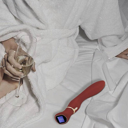 Viotec Chance - Vibrator - G Spot Vibrator - G Spot Massager met LCD Scherm - Goud en Wijnrood - Luxueus Zacht Siliconen-Erotiekvoordeel.nl