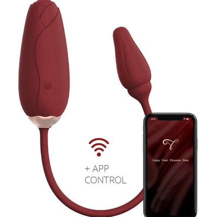 Viotec Flora - Vibrator - Draagbare Vibrator met Appbediening - Wijnrood - Om Te Dragen in je Slip-Erotiekvoordeel.nl