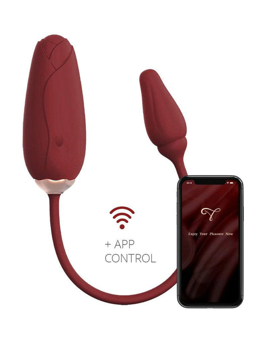 Viotec Flora - Vibrator - Draagbare Vibrator met Appbediening - Wijnrood - Om Te Dragen in je Slip-Erotiekvoordeel.nl