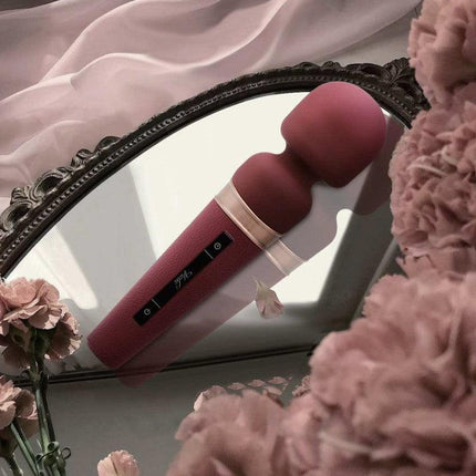 Viotec Titan - Vibrator - Staaf Vibrator - Wand Vibrator - Massager - Goud en Wijnrood - Luxueus Zacht Siliconen-Erotiekvoordeel.nl