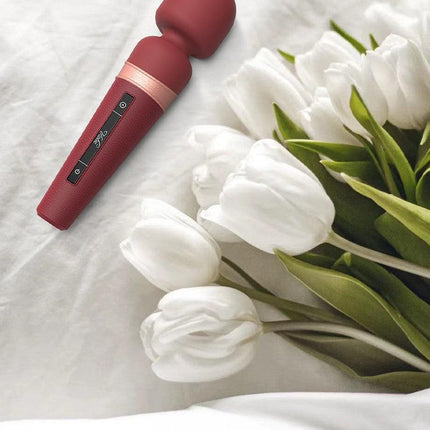 Viotec Titan - Vibrator - Staaf Vibrator - Wand Vibrator - Massager - Goud en Wijnrood - Luxueus Zacht Siliconen-Erotiekvoordeel.nl