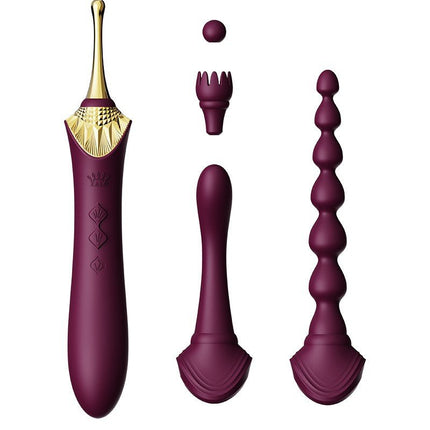 ZALO Verwarmde Pinpoint Clitoris Vibrator Bess 2 met extra opzetstukken - paars-Erotiekvoordeel.nl