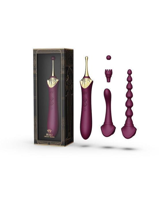 ZALO Verwarmde Pinpoint Clitoris Vibrator Bess 2 met extra opzetstukken - paars-Erotiekvoordeel.nl