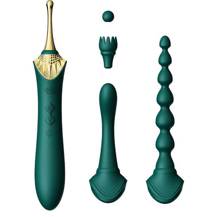 ZALO Verwarmde Pinpoint Clitoris Vibrator Bess 2 met extra opzetstukken - smaragdgroen-Erotiekvoordeel.nl