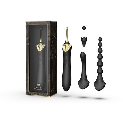 ZALO Verwarmde Pinpoint Clitoris Vibrator Bess 2 met extra opzetstukken - zwart-Erotiekvoordeel.nl