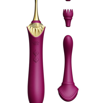 Zalo Clitoris Pinpoint Vibrator Bess  met extra opzetstukken - robijn rood - Erotiekvoordeel.nl