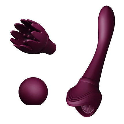 Zalo Clitoris Pinpoint Vibrator Bess  met extra opzetstukken - robijn rood - Erotiekvoordeel.nl