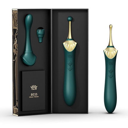 Zalo Clitoris Pinpoint Vibrator Bess  met extra opzetstukken - smaragd groen - Erotiekvoordeel.nl
