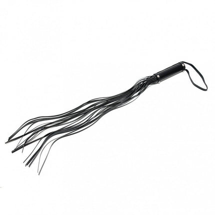 Zweep flogger met 19 strengen en kort handvat - leer - zwart