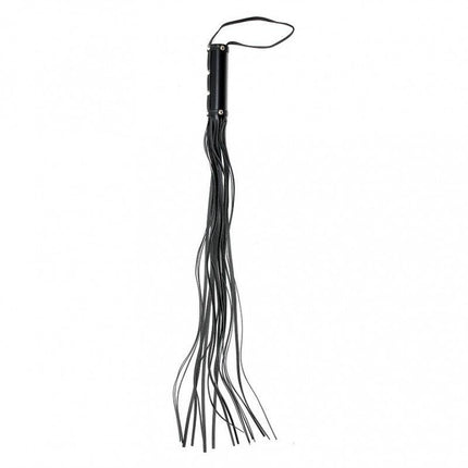 Zweep flogger met 19 strengen en kort handvat - leer - zwart