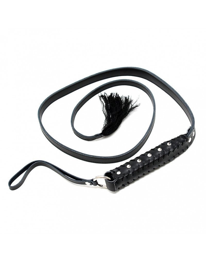 Zweep met lange flexibele strook en handvat - zwart