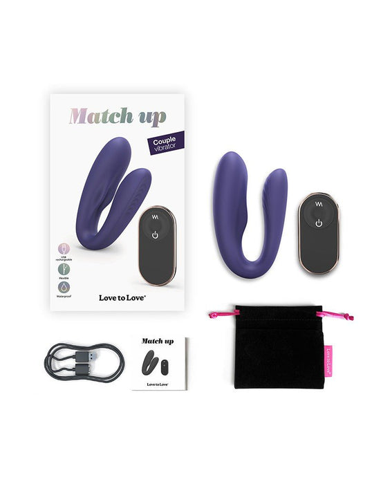 Love to Love Match Up Vibrateur pour couples avec télécommande - Indigo