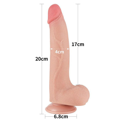 LoveToy - Dildo - Glijdende Huid Dildo - Lengte 20.8 cm - Diameter 4 cm - Lichte Huidskleur-Erotiekvoordeel.nl