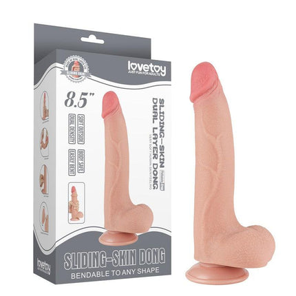 LoveToy - Dildo - Glijdende Huid Dildo - Lengte 20.8 cm - Diameter 4 cm - Lichte Huidskleur-Erotiekvoordeel.nl