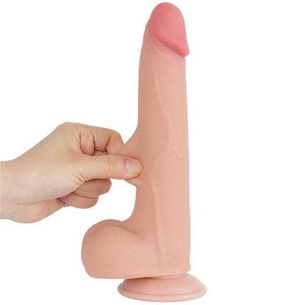 LoveToy - Dildo - Schuifhuid Dildo - Lengte 20 cm - Diameter 4 cm - Lichte Huidskleur - TPE-Erotiekvoordeel.nl