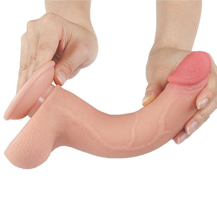 LoveToy - Dildo - Glijdende Huid Dildo - Lengte 20.8 cm - Diameter 4 cm - Lichte Huidskleur-Erotiekvoordeel.nl