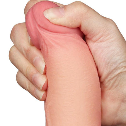 LoveToy - Dildo - Schuifhuid Dildo - Lengte 20 cm - Diameter 4 cm - Lichte Huidskleur - TPE-Erotiekvoordeel.nl