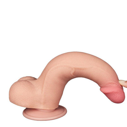 LoveToy - Dildo - Glijdende Huid Dildo - Lengte 20.8 cm - Diameter 4 cm - Lichte Huidskleur-Erotiekvoordeel.nl