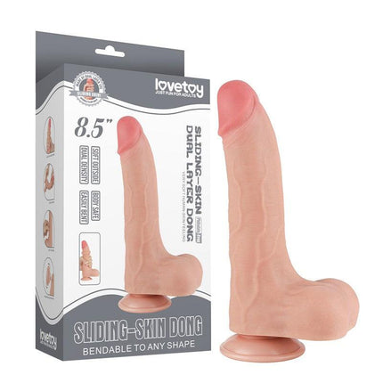 LoveToy - Dildoe - Schuifhuid Dildo 22 cm - Diameter 4.3 cm - Lichte Huidskleur-Erotiekvoordeel.nl