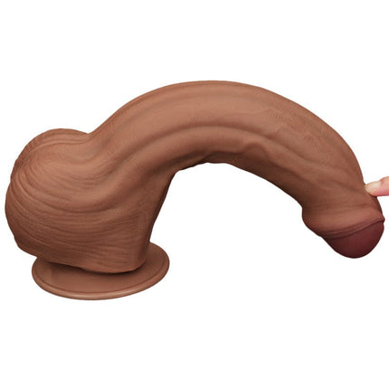 Lovetoy - Dildo -Sliding Skin Dildo - Lengte 29 cm - Bruin
