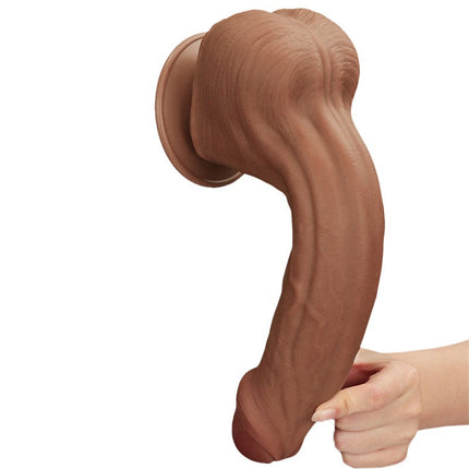 Lovetoy - Dildo -Sliding Skin Dildo - Lengte 29 cm - Bruin
