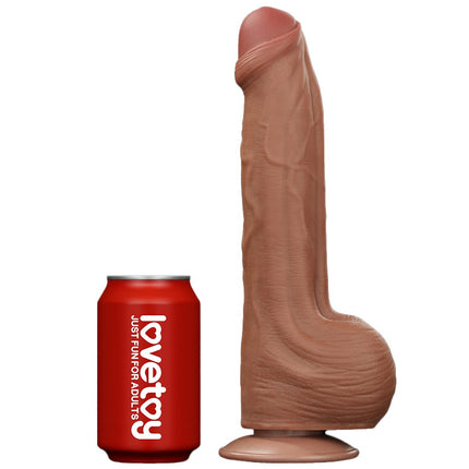 Lovetoy - Dildo -Sliding Skin Dildo - Lengte 29 cm - Bruin