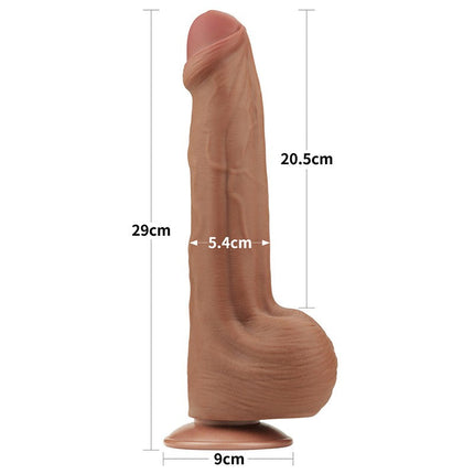 Lovetoy - Dildo -Sliding Skin Dildo - Lengte 29 cm - Bruin