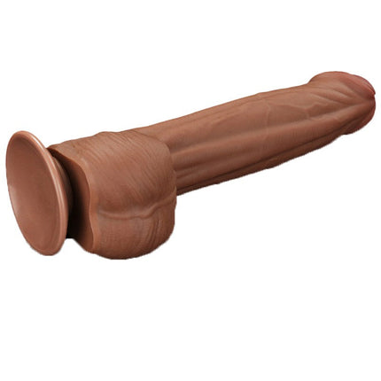 Lovetoy - Dildo -Sliding Skin Dildo - Lengte 29 cm - Bruin