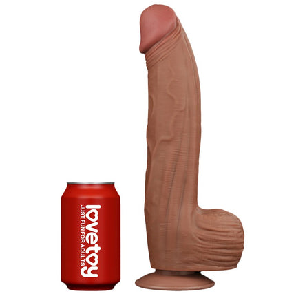 Lovetoy - Dildo -Sliding Skin Dildo - Lengte 31 cm - Bruin