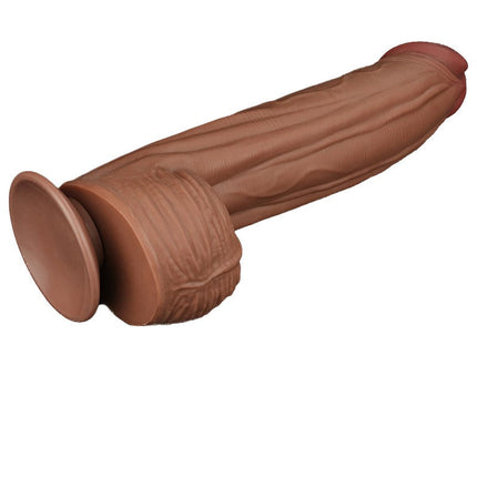 Lovetoy - Dildo -Sliding Skin Dildo - Lengte 31 cm - Bruin