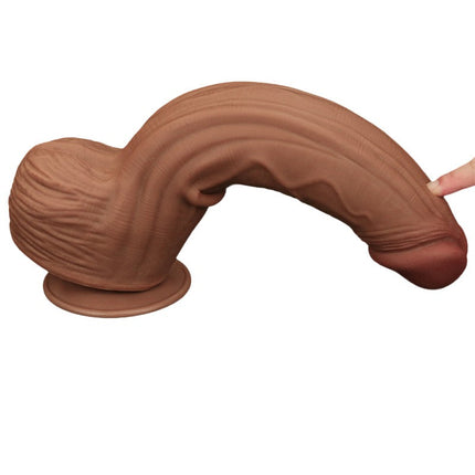 Lovetoy - Dildo -Sliding Skin Dildo - Lengte 31 cm - Bruin