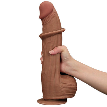 Lovetoy - Dildo -Sliding Skin Dildo - Lengte 31 cm - Bruin