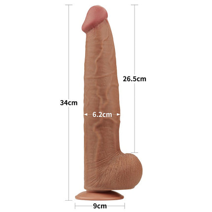 Lovetoy - Dildo - Gode à peau coulissante - Longueur 34 cm - Marron