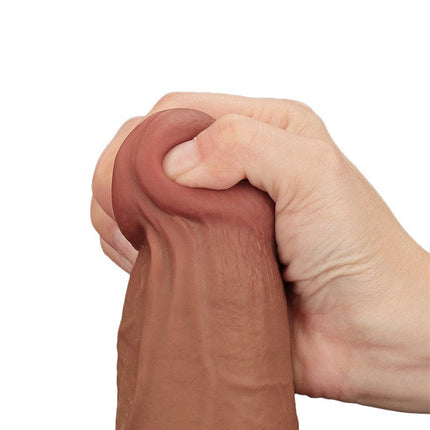 Lovetoy - Dildo - Gode à peau coulissante - Longueur 34 cm - Marron