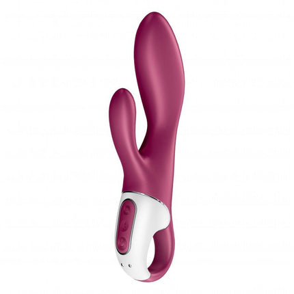 Satisfyer Heated Affair Vibrador punto G calentado y vibrador conejo con control APP - rojo baya