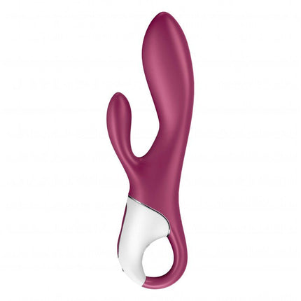 Satisfyer Heated Affair Vibrador punto G calentado y vibrador conejo con control APP - rojo baya