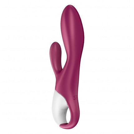 Satisfyer Heated Affair Vibrador punto G calentado y vibrador conejo con control APP - rojo baya