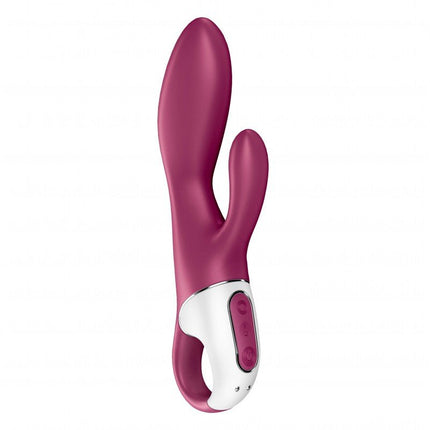 Satisfyer Heated Affair Vibrador punto G calentado y vibrador conejo con control APP - rojo baya