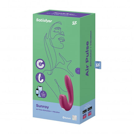 Satisfyer Sunray Luchtdruk + G-spot Vibrator - berry rood